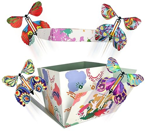 Butterfly Explosion Gift Box Flying Butterfly Surprise Box 4 Flying Butterflies Creative DIY Pop-up Gift Box Graduation Season Opening of School Season Commemorative Gift