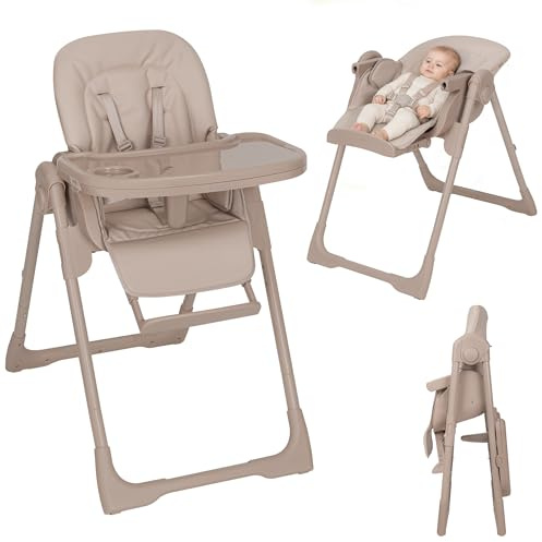 Lionelo Linn Plus Seggiolone Pappa Regolabile 2in1 Fino a 15 kg, Sedia con Funzione Sdraietta Dalla Nascita, Pieghevole, Ruote, Regolazione con una Mano, 6 Altezze, 3 Posizioni, Vassoio Lavastoviglie