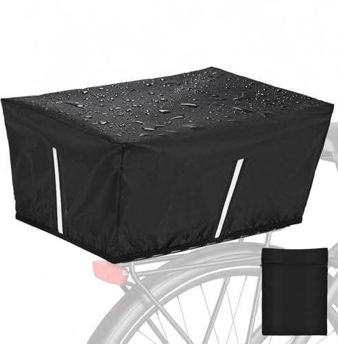 AOOWU Housse de Pluie Panier pour Bicyclette, Housse De Panier De Vélo Étanche Avec Bandes Réfléchissantes et sac de rangement, Housse Panier Vélo Imperméable, Étanche pour Types de Vélos Courants