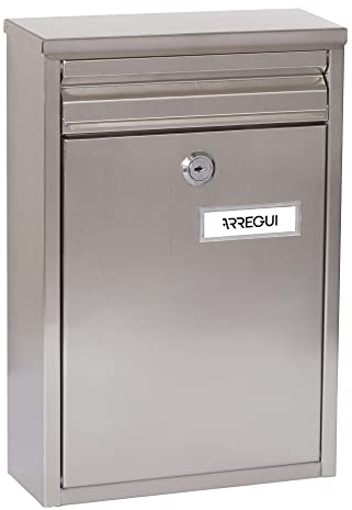 ARREGUI Zaguán E5757 Buzón Exterior de Acero Inoxidable Tamaño S (Correo DIN A5) | Buzón de Pared Pequeño | Buzón de Correo con Boca Trasera Recogecartas | Antilluvia | Anticorrosivo | INOX