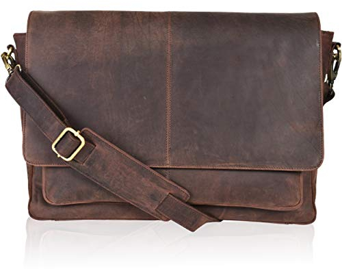 Vintage Leather Messenger Bag | Brown |Laptop Bags | Adjustable Long Shoulder Strap | Classy And Adjustable | Gift For Men (Wood)