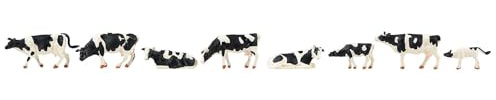 Faller H0 Vaches, tressée en Noir Peint, Debout, allongé