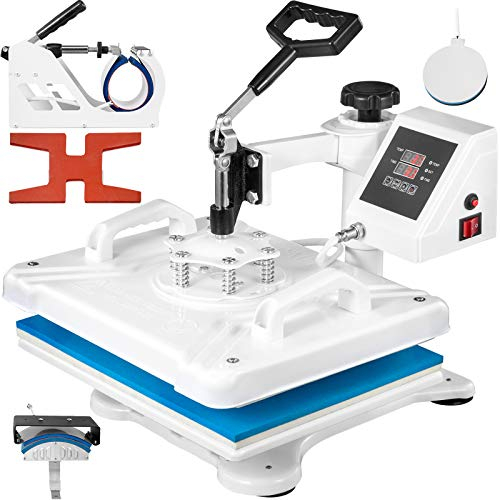 VEVOR Transferpresse 29x38cm Hitzepresse 5 in 1, Heat Press, Heißpresse mit genauen digitalen Zeitschaltuhr & Temperaturregelung 360 Grad, weiße Heißpressmaschine für Schuhe T-Shirts Becher