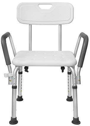 UISEBRT Duschhocker Höhenverstellbar - Duschstuhl für Senioren Schwangere Badstuhl für die dusche (mit arm- und rückenlehne)
