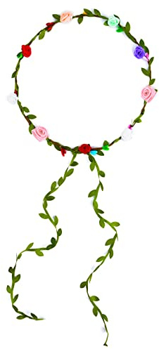 PLULON Flower Crown Headband Women Garland Headband Hair Floral Colorful Wreath Boho Headpiece for Girls Wedding Festival Hair Accessories