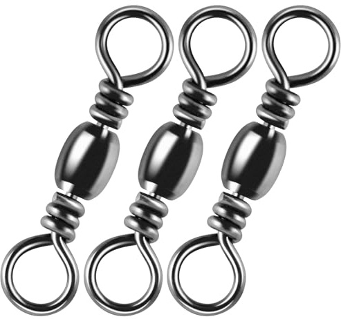 Alwonder 100PCS Fishing Barrel Swivels, High Strength Stainless Solid Ring Brass Barrel Swivel with Black Nickel Coating, Rolling Fishing Swivels Tackle Line Connector Saltwater Freshwater #16