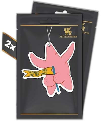 Set di 2 alberi profumati a forma di stella marina – Profumatore automatico per auto divertente tuning – Deodorante per auto Bikini Bottom (CILIEGIA)