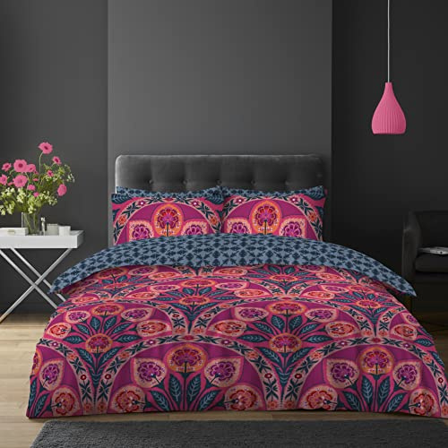 Super Dreamer Set completo di biancheria da letto con motivo cachemire, 4 pezzi, 1 copripiumino matrimoniale + 1 lenzuolo con angoli con fantasia e 2 federe, copripiumino reversibile
