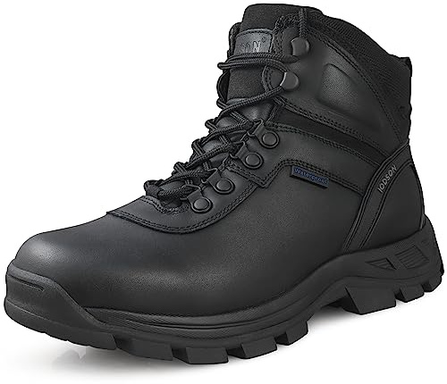 LUDEY Anfibi Militari Uomo Stivali Impermeabile Stivali Tattici Stivali da Lavoro Resistenti Scarpe da Combattimento Scarponi da Pattuglia Stivali di Sicurezza Nero 43EU