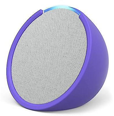 Echo Pop | Full sound compact Wi-Fi and Bluetooth smart speaker with Alexa | Glacier White and a Made For Amazon Sleeve for Echo Pop (2023 release), Purple