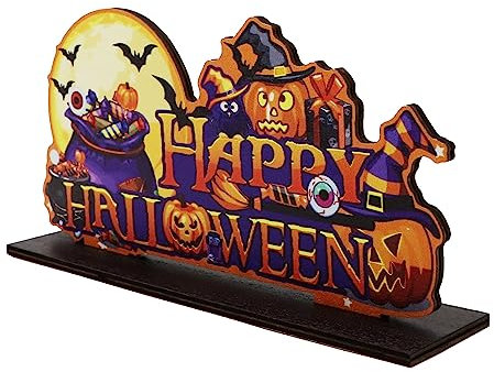 ALLY-MAGIC Happy Halloween Table Decorations, Pumpkin Table Decorations, Halloween Wooden Centerpiece Signs, Witch Hat Goast for Halloween Party Pumpkin Decor Y9WSMZBJ (A)