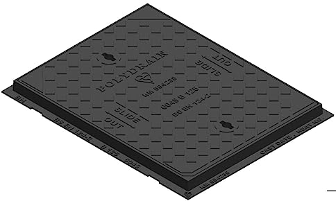 Future Build Supplies Ltd B125 12.5 tonne Ductile Iron Heavy Duty Manhole Cover 600mm x 450mm Rapid Slide Out Clear Opening 690mm x 540mm x 41mm Overall Including Frame