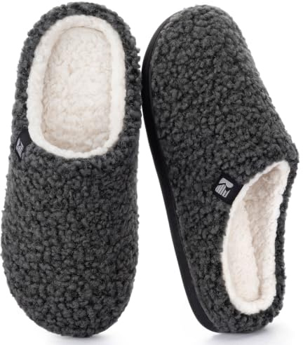 RockDove Women's Sherpa Fleece Clog Slipper, Size 5/6 UK Women, Dark Gray