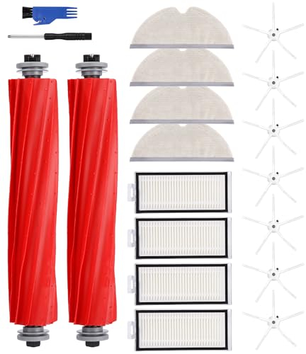 SOBEAU Ersatzteile zubehör Kompatibel mit Roborock Q7/ Q7+/Q7 Max/Q7 Max+ Staubsauger, 2 Hauptbürste, 4 Wischtücher, 4 HEPA-Filter, 7 Seitenbürsten, 1 Bürstenreinigungswerkzeug