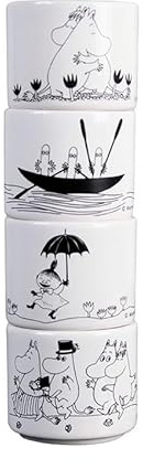 Pluto Design Muminfamiljens äggkoppar - set om 4 - svart/vita