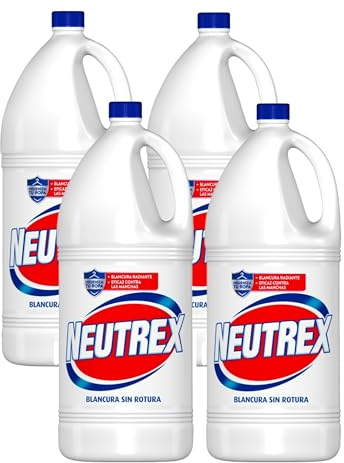 PoliChollo Neutrex Lejía Blanca Concentrada 3820 ml - Pack Ahorro de 4 - Desinfectante y Blanqueador Potente para Hogar y Ropa, Limpieza Profunda, Eficaz contra Manchas y Bacterias