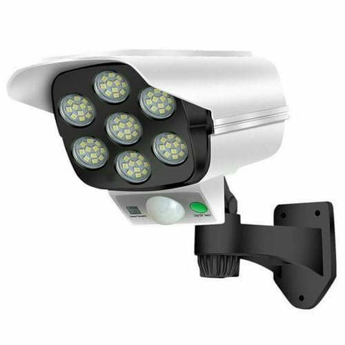 Telecamera finta con pannello solare e sensore di movimento sicurezza, antifurto, ladri 77 led faretto luce