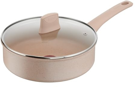 Tefal Delight Sauteuse 24 cm, Revêtement antiadhésif sûr, Indicateur de température, Corps aluminium 100% recyclé, Tous feux, Couvercle en verre, Fabriqué en France G2933202