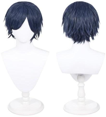 30cm / 12 tum lång peruk, universell anime-kostym-cosplay-peruk, perfekt för fester, dagligt bruk, festivaler och Halloween (Midnattsblå)