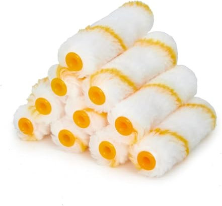 10 Stück Farbroller Klein 10cm, Farbroller Wandfarbe Mini Farbroller Pinsel mit Gummigriffen Geeignet,Farbwalzen Set für Malerbedarf und Familienzimmer Wand Architekturdekoration (Bunt)