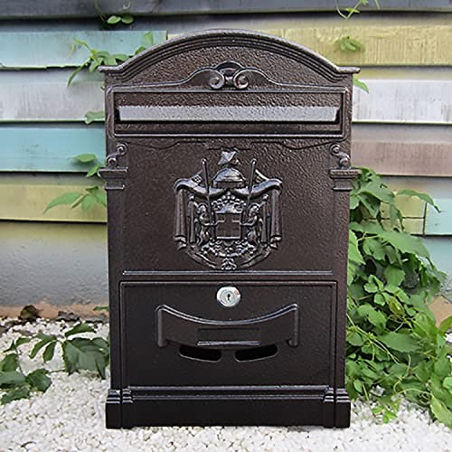 Cassetta postale da parete Cassetta postale antica, montaggio a parete in stile inglese, alluminio pressofuso, per lettere A4, design-cassetta postale con serratura per casa, ufficio, resistente all