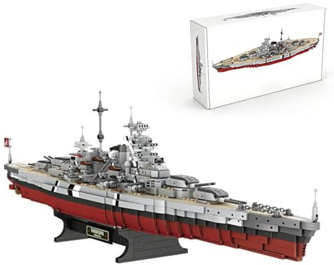 Technik Bismarck Kriegsschiff Baukasten,battleships Kreatives Sammel-Bauspielzeug, 2081 Teile WW2 Deutschland Klammerbaukasten,Kreative Geschenke für Modellbau-Liebhaber Erwachsene Jugendliche