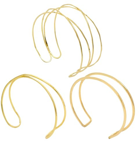 Moda Brazo Abierto Superior Brazalete 3 Piezas Brazalete Pulsera Para Mujer Minimalista Superior Del Brazo Pulsera Ajustable Punk Brazalete Upper Arm Cuff Multi-layer Crossing Arm Pulsera Para Mujer