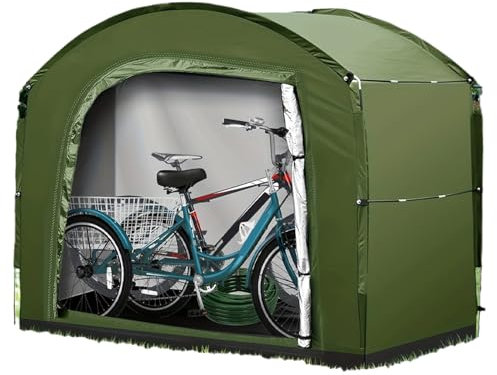 Cykling, förvaring, skjul, tält för motorcykel, organiserare, vattentätt förvaringstält, bärbart och lätt att montera, väderbeständig design, 220 x 150 x 185 cm för gräsklippare poolutrustning