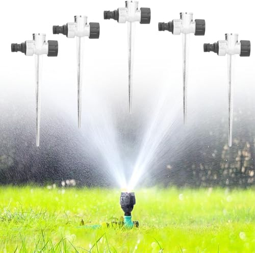 5 st gräsklippare, 360° vridbar trädgårdsspinnare trädgårdsprinkler, 1/2 tum kvinnlig trådsida extern trådgränssnitt metall gräsmatta vattenspridare kontakt