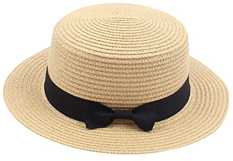 Generisch Sombrero de paja de verano para niños pequeños, sombrero de paja de ala ancha Floppy Beach Sun Cap Visor Hat