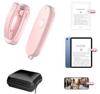 Remote Control Page Turner for Kindle Paperwhite,Kindle Accessories Remote Photo and Video for E-Book iPhone iPad Tablets Reading Novels Comics，Kindle Page Turner with Zipperd Srtage Bag (Pink)