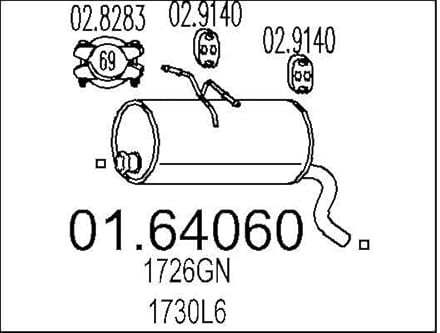 MTS Silencieux arrière Pot d'Échappement 01.64060