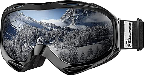 OutdoorMaster OTG Skibrille/Snowboardbrille für Damen, Herren & Jugendliche, 100% UV-Schutz, Herren Kinder damen, Black3