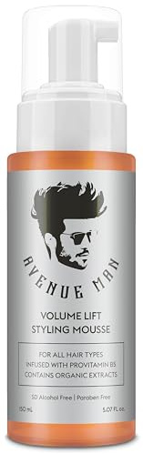 Avenue Man Volume Lift Mousse - 5.07 oz Hair Foam with Argan Oil, Silk Protein & Vitamin E for Strength, Thickness & Control - Hair Mousse for Men for All Hair Types - Alcohol & Paraben Free