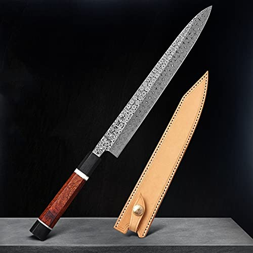 Serie retro 270mm cuchillo de sashimi damasco acero sushi japonés fileteado herramienta de cocina afilado salmón cocinero cuchillos cocina cuchillo