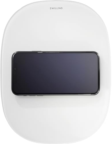 ZWILLING Enfinigy 2-in-1 Digital Kitchen Food Scale, Wireless Charging Station, Max Weight 22lbs, Grams & Ounces, 0.1-gram Accuracy, White