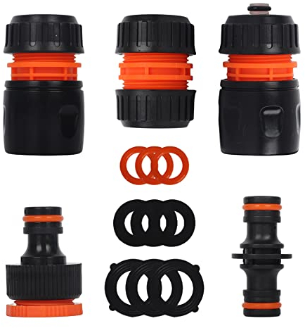 Lot de raccords de tuyau d'arrosage - Connecteur extérieur - Connecteur d'arrêt d'eau - Connecteur de robinet fileté 2 en 1 - Connecteur de réparation de tuyau - Connecteur de tuyau double mâle