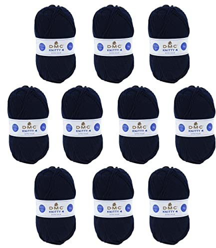 DMC - Confezione da 10 gomitoli - Filato per maglieria Knitty 4 - Spiegazioni incluse | Piacevole da lavorare a maglia - Ottima qualità | Gomitoli da 50 g - 140 m | 10 colori disponibili