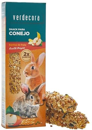 Verdecora Barritas para Roedores | Snack para Hamster, Conejos, cobayas | Completa su alimentación | Aporta energía | Entretiene a tu Mascota (para Conejo, Fruta)