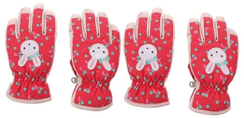VALICLUD 2 Paar Skihandschuhe Für Mädchen Skifäustlinge Für Kinder Winterhandschuhe Für Kinder Schneesicher Berghandschuhe Skibekleidung Hase Stoff Baumwoll-Handschuhe Fräulein