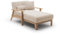 Cavadore Longchair Billan / Freistehende Recamiere im skandinavischen Design mit Bett und massivem Holzgestell in Buche / 109 x 88 x 185 / Mikrofaser, Beige