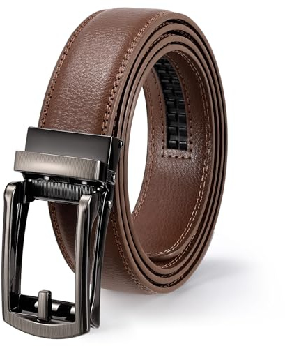 WERFORU Cintura da uomo in pelle automatica, da uomo, senza fori, per abito e tempo libero, larghezza 33 mm