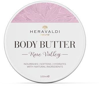 HERAVALDI ROSE VALLEY Body Butter - Bio-Certified Moisturizer with Rosa Damascena, Shea Butter - Natural All types Body Skin Care - 100ml