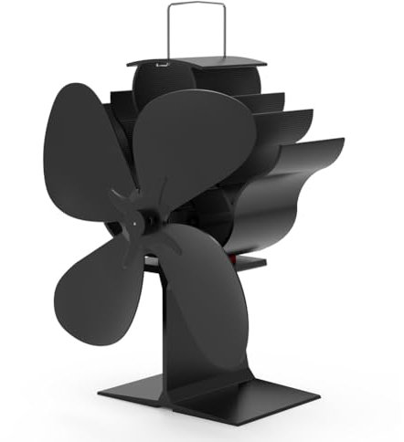 Reinscer Ventilateur de poêle à bois alimenté par la chaleur - 4 pales - Ventilateur de cheminée pour poêles à bois/cheminées - Répartit l'air chaud dans