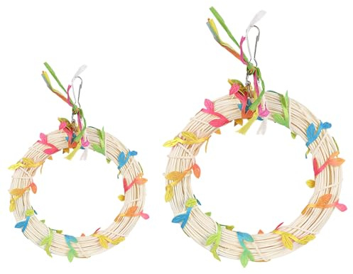 Balançoire pour perroquet, cage à oiseaux – Anneau décoratif avec feuilles pour perruche, cage de conure pour jardin, porche, cour