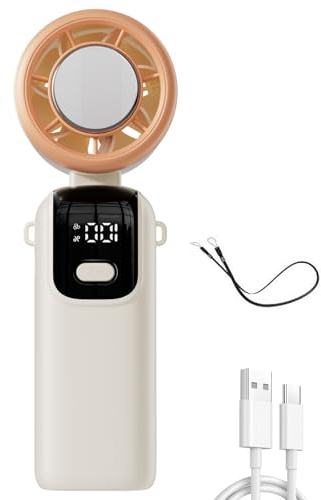 Portable Handheld USB Fan 29000 RPM High-Speed Turbo Fan 4000mAh Rechargeable Mini Hand Held Cooling Fans, LED Display, 6H Runtime, 6 Wind Gear, Lightweight Neck Cooler for Travel/ Commute/ Outdoor