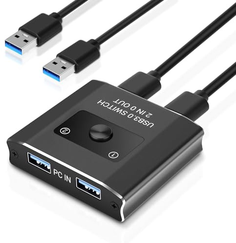 Conmutador USB bidireccional USB 2 en 2 out, conmutador KVM para compartir 1 dispositivo entre 2 ordenadores para impresoras, para cámaras, PC, impresoras, escáneres, teclados, cámaras