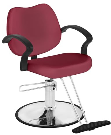 BestMassage Hydraulic Reclining Barber Chair Burgundy, Heavy Duty All Purpose Salon Chair with Adjustable Headrest Footrest and Hydraulic Pump