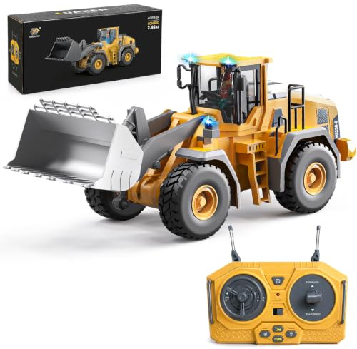 YESHIN Pala gommata telecomandata, 1:20 RC veicolo da cantiere per bambini, escavatore RC a 9 canali con telecomando da 2,4 GHz, lunga durata di gioco, veicolo da cantiere, regalo per bambini dai 3