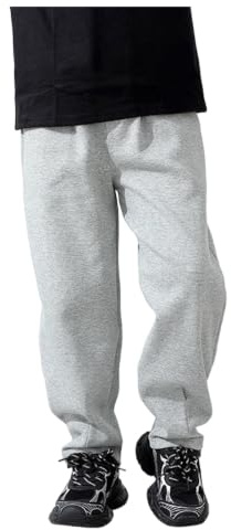 Pojkar joggingbyxor lös passform elastisk midja träningsbyxor barnkläder solida sportbyxor barn mjuka bekväma lediga skola lekkläder raka ben ficka byxor vardag lounge höst vinter kläder